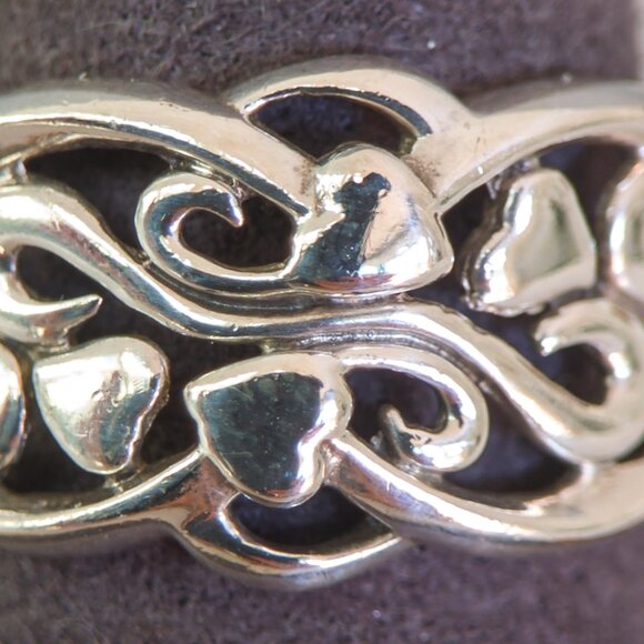 Sterling Silver Scroll & Heart Band Ring – Openwork “P. Ster” Design (Size 7.75) - Picture 11 of 11